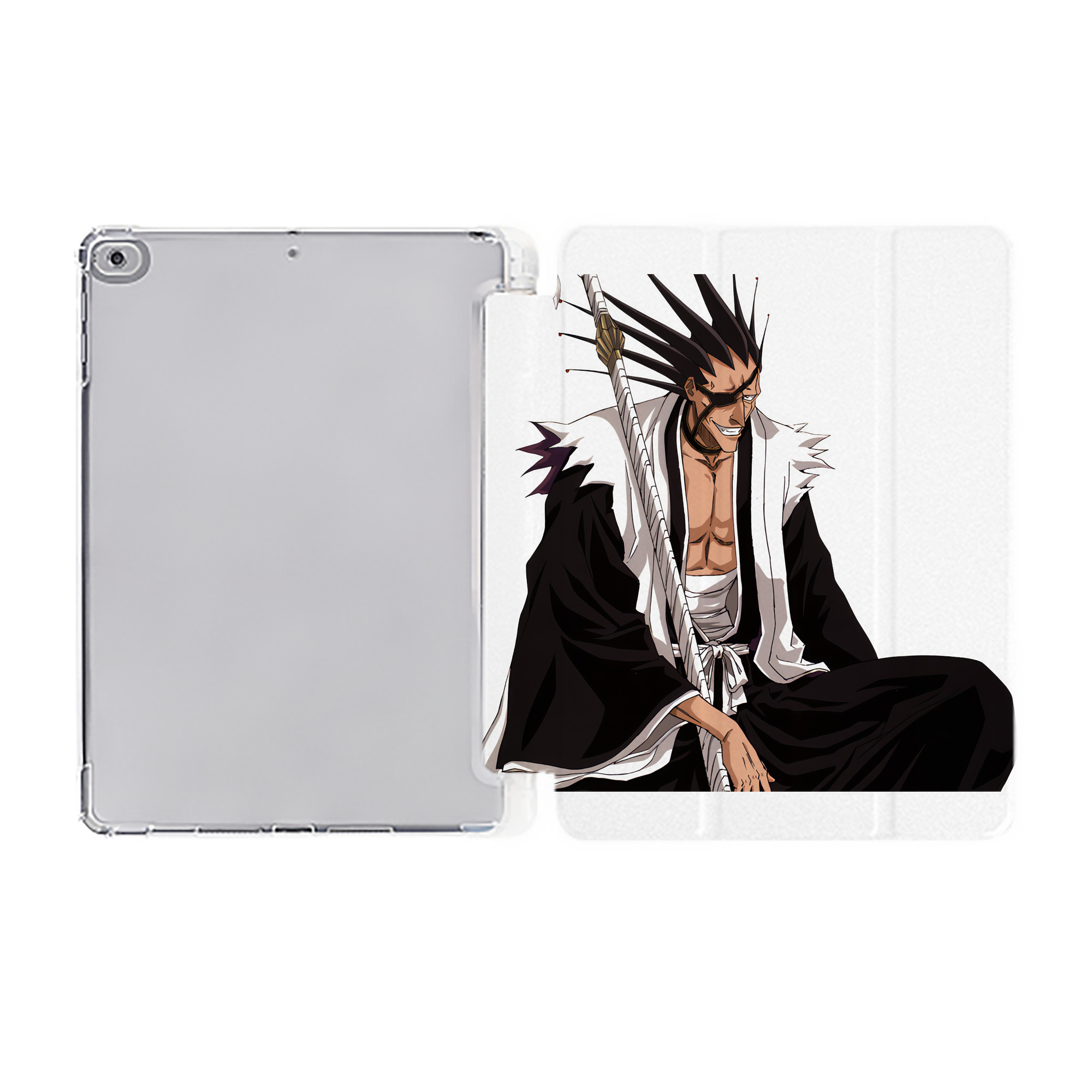 （画像用） ブリーチ ざらき けんぱち BLEACH Zaraki Kenpachi IPad ケース ペン収納付き 三つ折りスタンド PUレザー×シリコン 対応機種9.5/10.5/10.9インチ